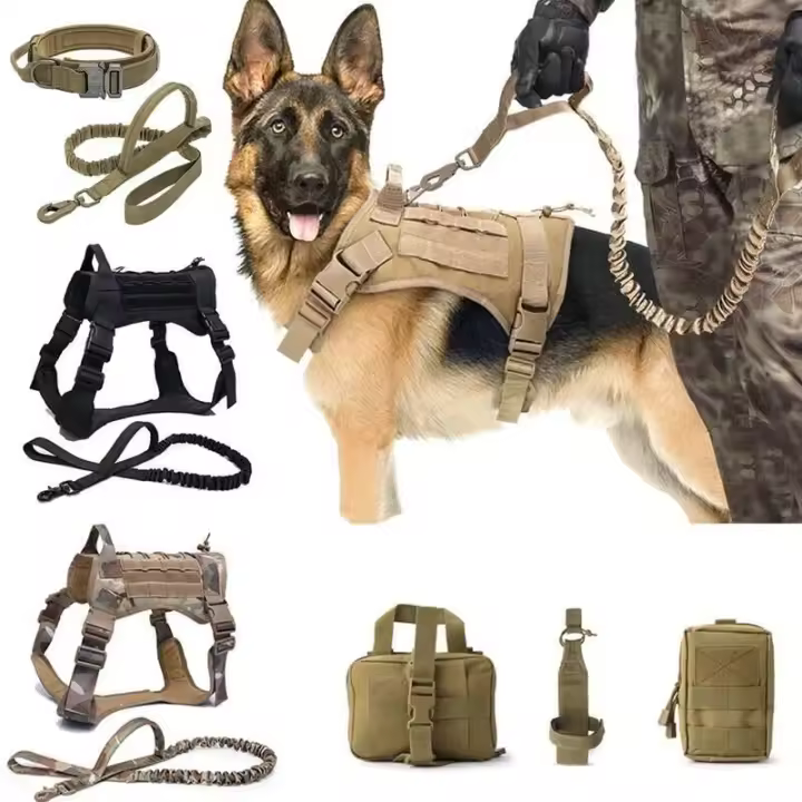 Chaleco Táctico Militar para Mascotas Correa de Entrenamiento al Aire Libre para Perros Medianos y Grandes Collar Incluido - 1
