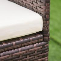 Conjunto de Muebles Ratán para Jardín Formado por 1 Mesa y 2 Sillones con Cojines Estructura de Metal y Ratán Marrón - details 4