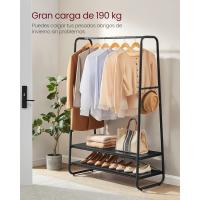 Recibidor con 2 Estantes, 6 Ganchos en Forma de S, Marco de Acero, para el Dormitorio, Marrón Rústico y Negro Mate RGR112B01 - details 15