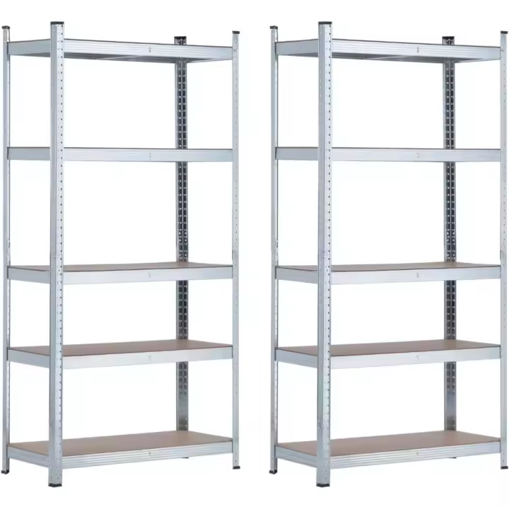 Estantería Modular Almacenaje (Pack 2), Acero Galvanizado y MDF Antihumedad, Hogar, Trastero, Garaje, 5 Estantes Ajustables, Carga Máxima 875Kg, 90x40x180cm (Largo x Ancho x Alto) - 1