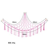 Hamaca de almacenamiento de animales de peluche, red de gran capacidad, macramé bohemio, decoración del dormitorio de los niños, redes organizadoras de juguetes colgantes de esquina - details 5