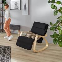 Silla Mecedora Ergonómica, Reposapiés Ajustable en 5 Posiciones, Cojín Mullido con Cierre, Almohadillas Antideslizantes, Estructura Robusta, Sillon Lectura, Muebles de Salon - Gris Oscuro - details 3