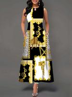 Women's Boho Long Dress Elegant Sleeveless Floral Print Casual Beach Party Summer Dress - details 6