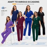 Ropa quirúrgica para Hospital, uniforme médico, conjunto exfoliante para mujer, accesorios para médico y enfermera, conjunto exfoliante para clínica Dental, ropa de trabajo para salón de belleza - details 16