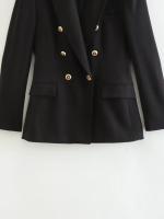 TRAFZA-traje elegante de manga larga para mujer, traje con cuello, Bolsillo falso, decorado, Color sólido, estilo callejero, prendas de vestir exteriores informales - details 32