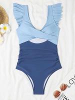 2025 Ztvitality traje de una pieza con cruz hueca y volantes lisos, traje de baño para mujer, ropa de playa - details 20