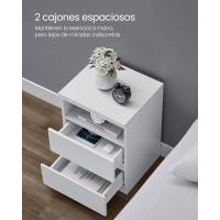 Mesita de Noche con Iluminación LED Ajustable, Mesa Auxiliar con Cajones, Cajonera, para Dormitorio, Sala de Estar, Estilo Moderno, Blanco Nube LET834W01 - details 6