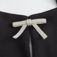 OUWU Tops de Diamantes de Imitación para Mujer Corte Cremallera en Blanco y Negro Sin Mangas - details 5