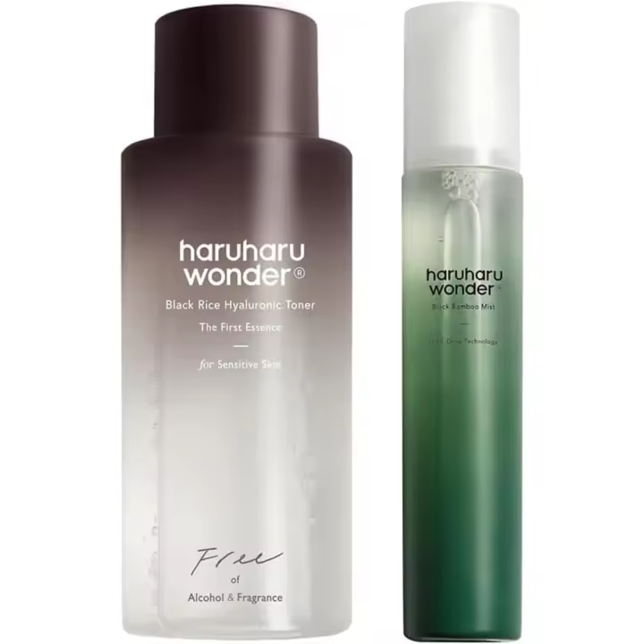 Haruharu Wonder Rice Tónico hialurónico para pieles sensibles y paquete de niebla de bambú negro - 1