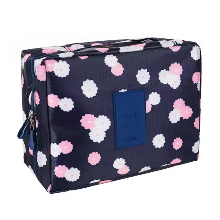 Bolsa de cosméticos con estampado de flores, organizador de artículos de tocador para niña, impermeable, con múltiples compartimentos, multicolor - 1