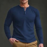 Día del padre Ropa transfronteriza de primavera y otoño Camiseta para hombres europeos y americanos Camisa básica Henry de manga larga para hombres - details 9