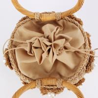 Bolso de mano de paja con perlas para mujer, bolso de muñeca con cordón, tejido a mano, bolso de playa para vacaciones de verano - details 5