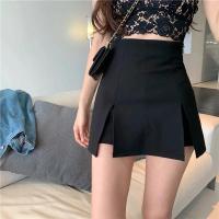 Falda corta con abertura para mujer, traje de oficina, minifalda negra de cintura alta, pantalones cortos de pierna ancha, novedad de verano - details 8