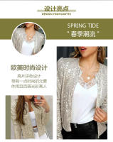 Moda Primavera 2025 Abrigo Corto Casual con Cuello Alto para Mujeres Color Bloqueado Brillante - details 1
