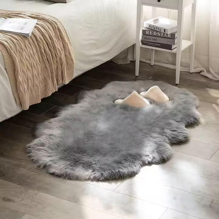 Alfombras de piel de oveja sintética Súper suaves y esponjosas, alfombra de felpa para dormitorio de alta densidad, piso, sofá, sala de estar, corredor - 1