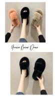 Zapatillas de piel de fondo grueso de gran tamaño para mujer, pantuflas de felpa cálidas para interiores, otoño e invierno, nuevas para el hogar - details 1