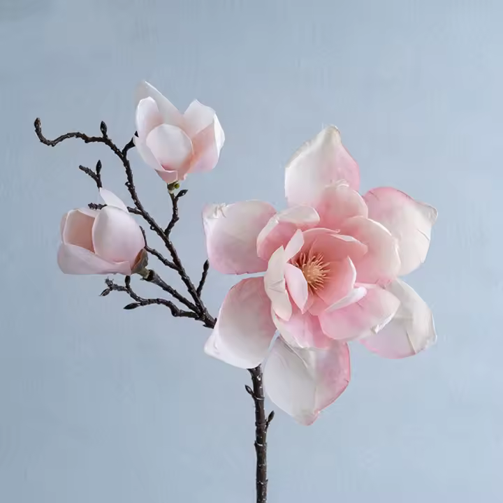 Rama de Magnolia Artificial de lujo, tacto Real, simulación elegante, Magnolia grande, realista, hecha a mano, flores falsas, favores de fiesta - 1