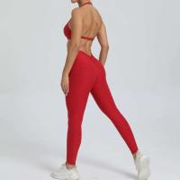 Traje de entrenamiento de gimnasia reforzado deportivo para mujer, ropa deportiva para mujer, traje de yoga rojo, negro y rosa 2024 - details 9