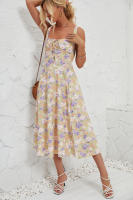 Vestido midi de satén con tirantes finos para mujer, abertura frontal, hueco - details 18