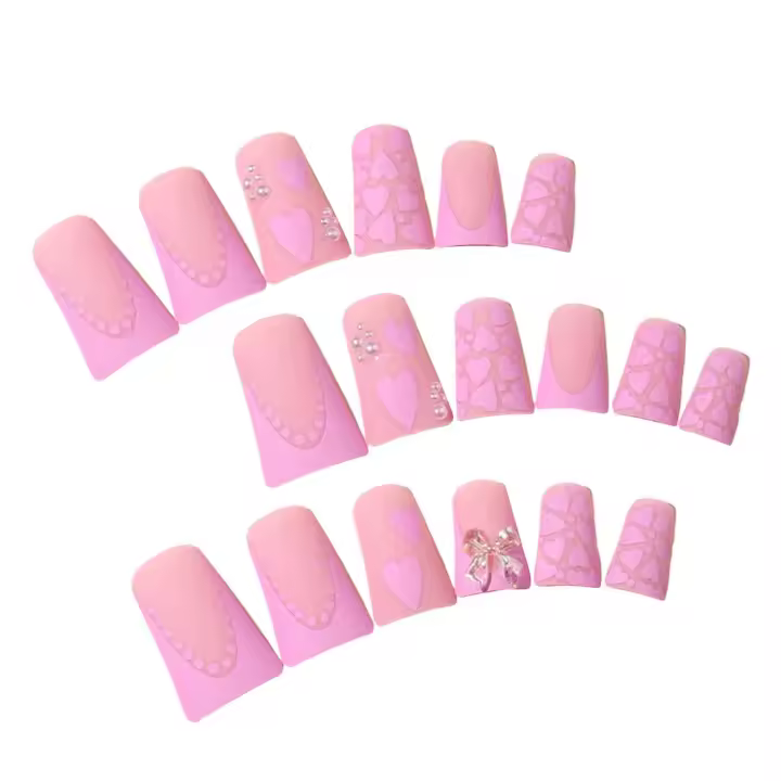 Uñas de pico de pato rosa con lazo para mujeres, uñas suaves e inofensivas, amantes de la manicura y bloggers de belleza - 1