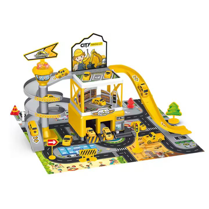 Juguete de estacionamiento de coche deslizante de pista de carreras de garaje, estacionamiento de automóviles de varios pisos, ingeniería de policía de bomberos, Mini vehículo, regalo para niños - 1