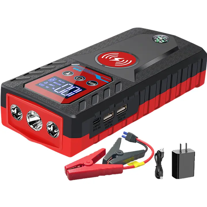 12V 229800mAh Portable Car Jump Starter, Cargador de batería de coche 8000A , Cargador Powerbank, y cables de puente para hasta 6L Gas y 5L Diesel Motores - 1