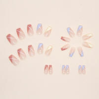 Uñas postizas con patrón geométrico, cobertura total, uso cómodo, salón de uñas para mujeres y niñas - details 4
