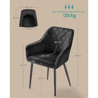 Silla de Cocina, Sillón de Terciopelo, Silla Tapizada con Reposabrazos, Carga Máx. de 120 kg, Patas - details 4