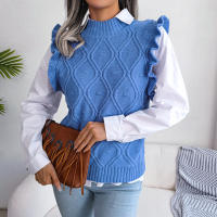 Suéter de punto sin mangas con volantes para mujer, chaleco informal, Otoño e Invierno - details 14