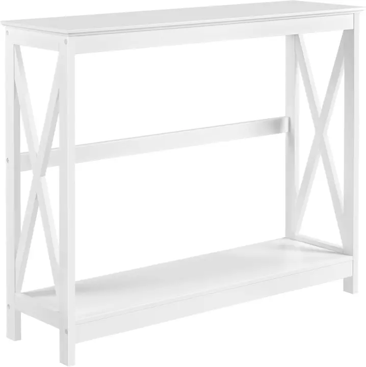 Muebles Entrada Recibidor Consola Recibidor Estrecha Mesa Recibidor Auxiliar de Forma X para Salón, Pasillo Blanca 101,5x30x81cm - 1