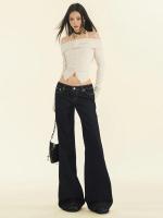 Pantalones vaqueros Retro de cintura alta para mujer, ropa de calle, pantalones vaqueros rectos, pantalones de pierna ancha holgados para mujer, novedad de Otoño Invierno - details 1