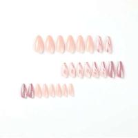 Uñas postizas de almendra desmontables francesas, diseño Purprina DIY, 24 piezas - details 3