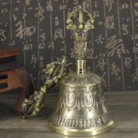 Tarro de Vra de Cobre Puro de Nepal Hecho a Mano Utensilios de Dharma de Estilo Brasso de Cinco Hebras Campana Decorativa para Puja - details 8