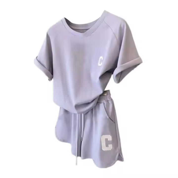 Conjunto Deportivo Casual para Mujer Camiseta Corta, Top, Pantalones de Pierna Ancha - 1