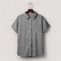 Blusa lisa de manga corta para mujer, camisa informal de un solo pecho, de moda - details 30