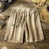 Pantalones Cortos de Corduroy Retro para Hombres Pantalones de Moda Casual de Verano Ligeros con Encaje Multifuncional de Medio Largo - details 2