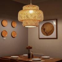 Lámpara colgante de bambú, candelabro de ratán, comedor japonés, casa de té, luz de techo - details 3
