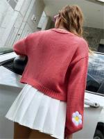 Kawaii Cardigan de Manga Suelta para Mujer Patrón de Flor Ligero Ideal para Trabajar - details 16