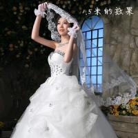 Velos de novia de tul de alta calidad con borde bordado de encaje blanco marfil, accesorios de boda para casados ​​de 1 capa 2025 - details 4