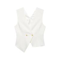 PB&ZA2025 Chaleco sin mangas con cuello en V asimétrico, holgado, informal, corto, top de verano, ropa nueva para mujer - details 1