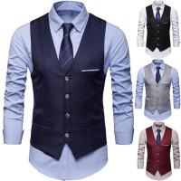 Chaleco clásico Formal de negocios para hombre, traje de Color sólido, de un solo pecho, talla grande, novedad de 2020 - details 1