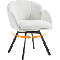Silla Giratoria de Oficina 360° Diseño de Flor para Escritorio Silla de Maquillaje Chenilla para Sala de Estar, Dormitorio y Estudio Color Blanco - details 0