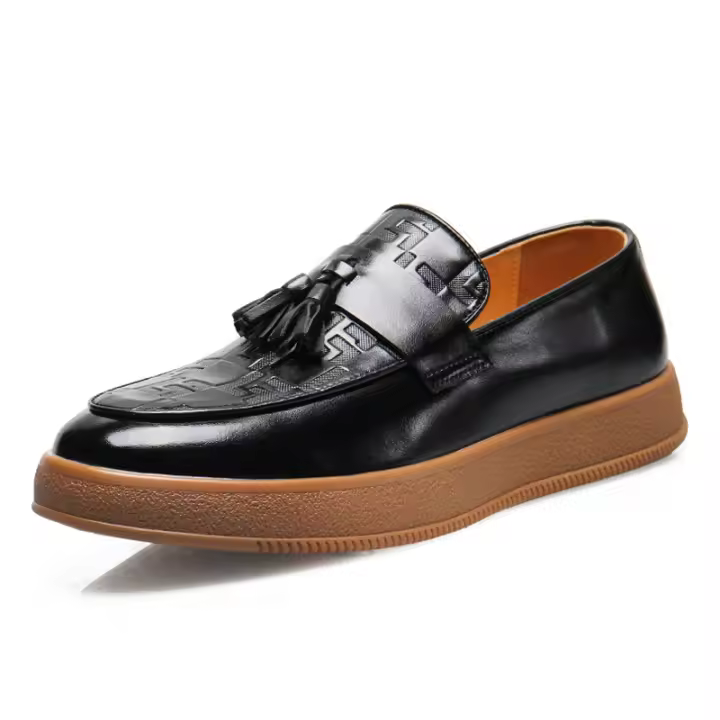 Zapatos casuales para hombres tendencia que aumenta los zapatos de cuero de cabeza redonda mocasines transpirables británicos - 1