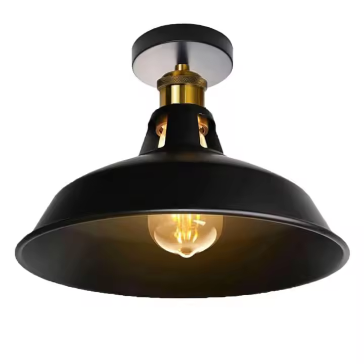 Luz de techo Vintage E27, lámpara de jaula de Metal de montaje empotrado para cocina, comedor, sala de estar, Bombilla no incluida - 1