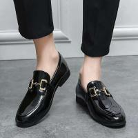 Zapatos de vestir negros para hombre, conducción plana cómoda, oficina de negocios, hebilla de metal, zapatos casuales de cuero con patrón de cocodrilo - details 6