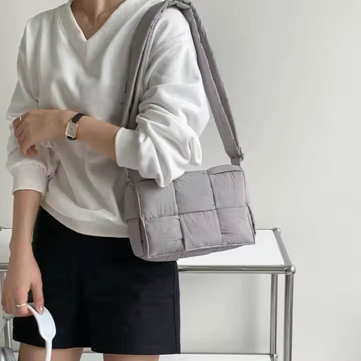 Bolso de Hombro Chic para Mujer Bolso de Mano Tejido con Almohadilla de Nylon - 1