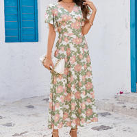 NOVEDAD DE VERANO 2025, producto estampado con cuello en V, manga corta, corte ajustado con un gran espectáculo de temperamento - details 6