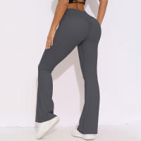 Mallas de Yoga a prueba de sentadillas para mujer, pantalones de Yoga de cintura alta, levantamiento de glúteos, pantalones de tiburón Micro acampanados, pantalones de Yoga ajustados de cintura alta - details 32