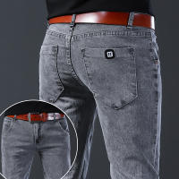 Nuevos Jeans Para Hombre Estilo Coreano Cómodos Y Ajustados De Cintura Media Pantalones Casuales De Desechabilidad mid Waist Gris - details 1