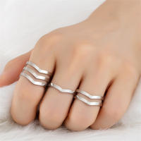 Anillos abiertos coreanos de onda Simple para mujer, sortija informal geométrica de Color dorado de acero inoxidable, regalo de joyería minimalista 2022 - details 1